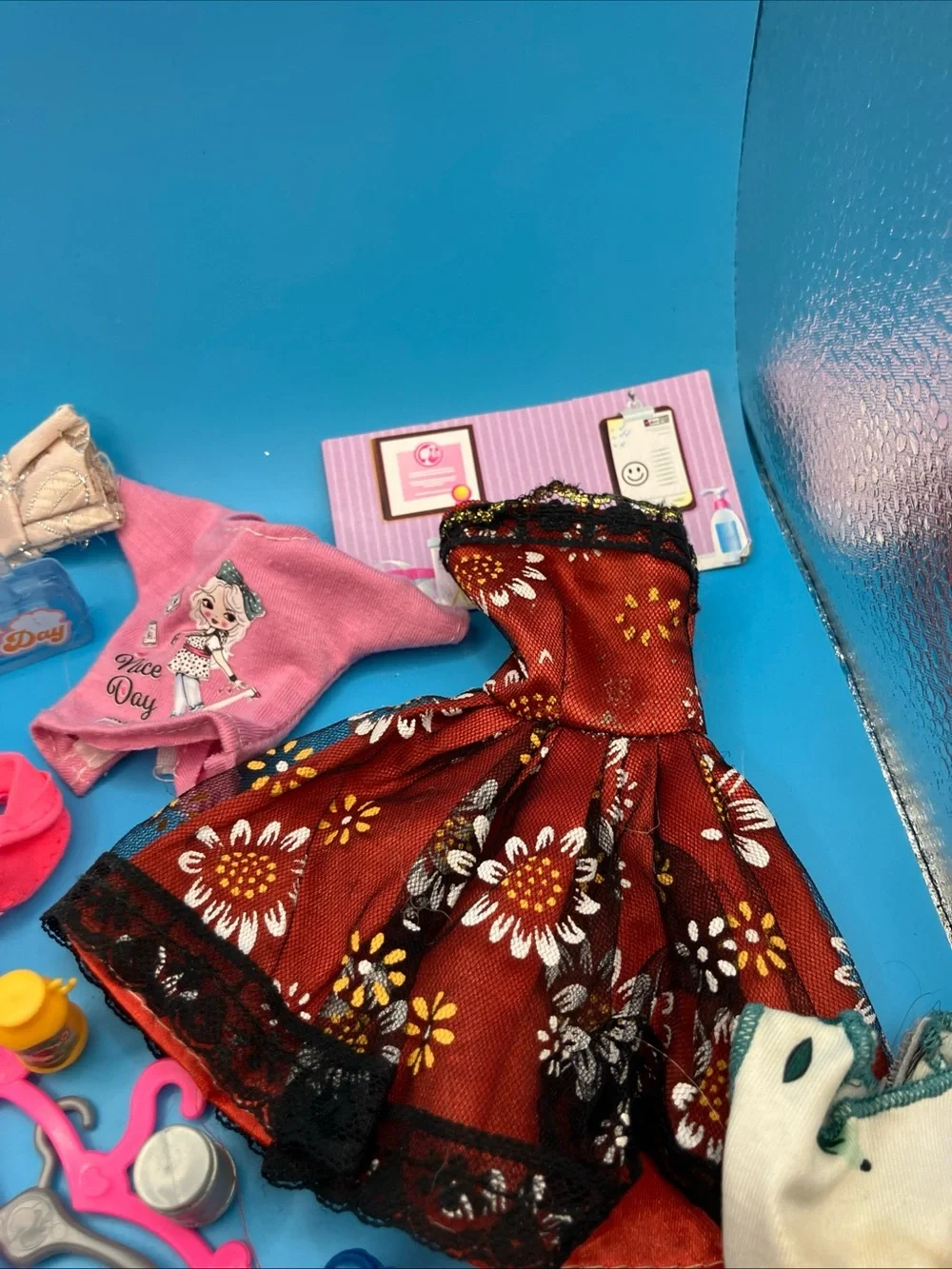 Barbie Clothing & Accessories Lot in Pink, Blue, Purple, Red, White